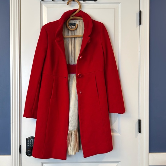 J. Crew Jackets & Blazers - J. Crew Red Lady Day Long Wool Blend Coat 10 - 2007 preppy Y2K